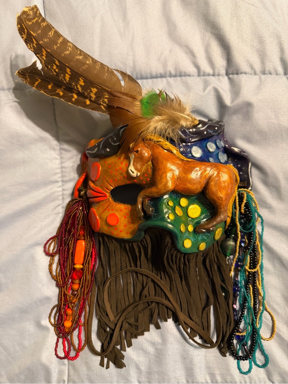 Native American southwestern horse themed hand made mask
